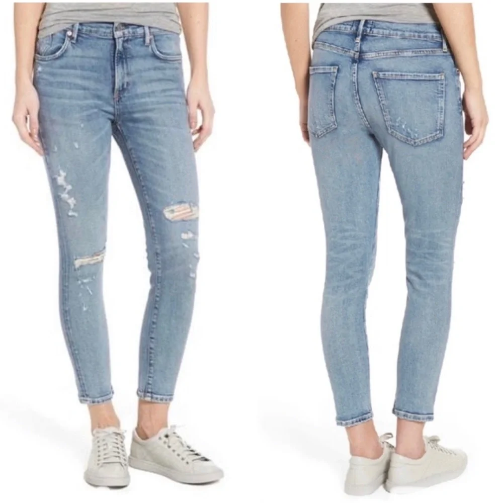 Agolde Sophie Distressed High Waist Skinny Jean High Rise Medium Blue Wash‎